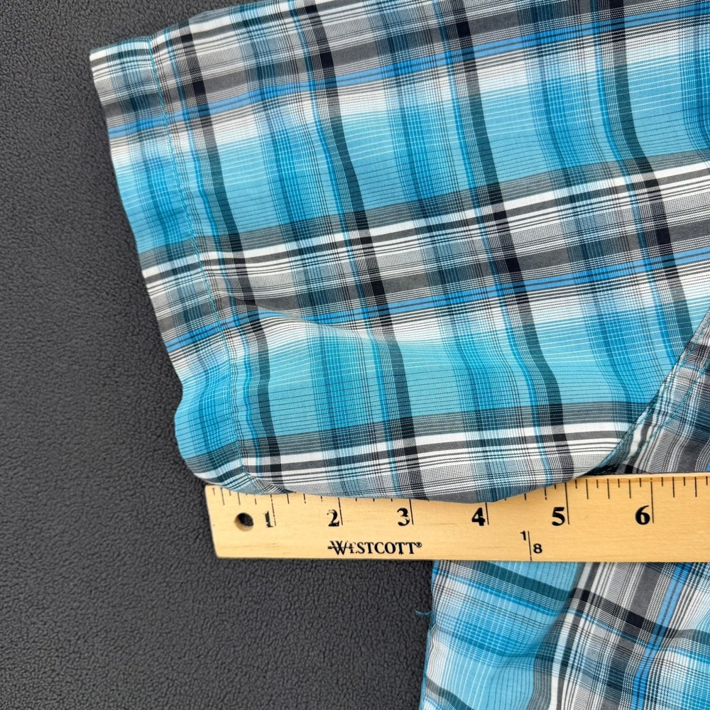 Kuhl Mens Blue Plaid Short Sleeve Button Down Hiking Shirt Large Pockets - Picture 11 of 15